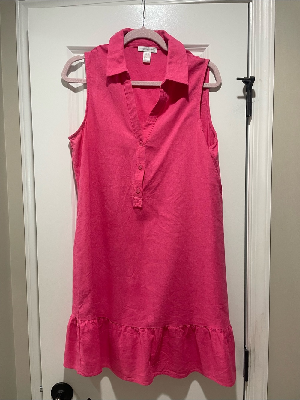 London Times Vibrant Hot Pink Sleeveless Ruffle-Hem Dress